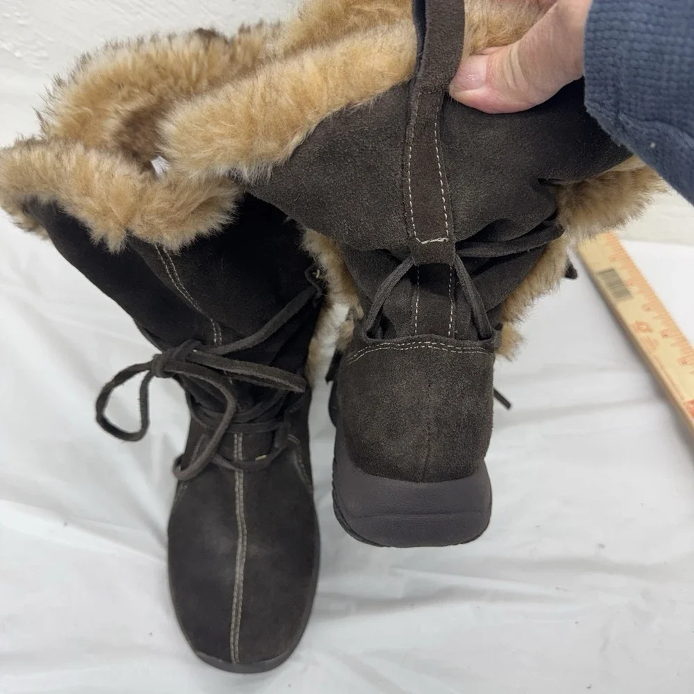 Ruff Hewn Women's Brown Faux Fur Lined Leather Boots Size 8 M‎